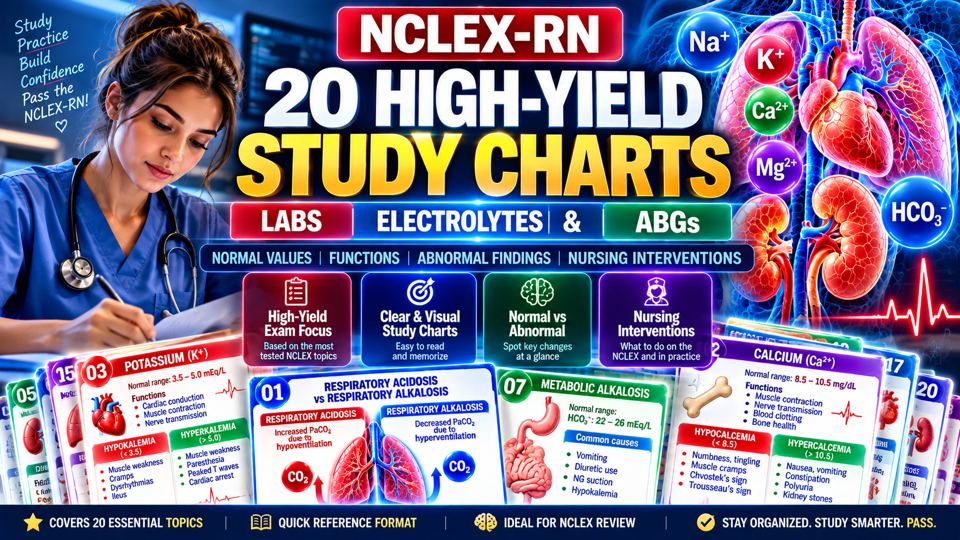 20 High-Yield Charts: Labs, Electrolytes & ABGs