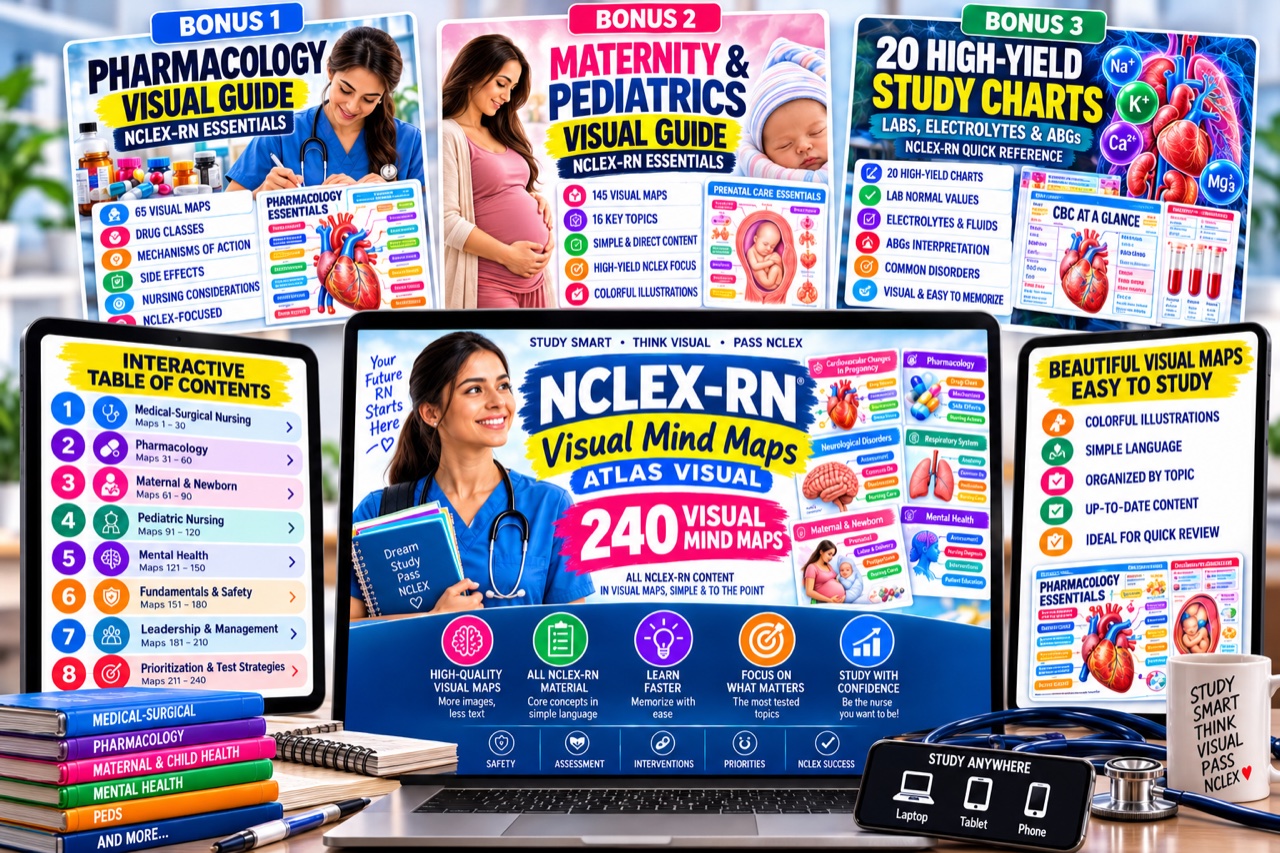 +450 NCLEX-RN Visual Mind Maps - Product Mockup