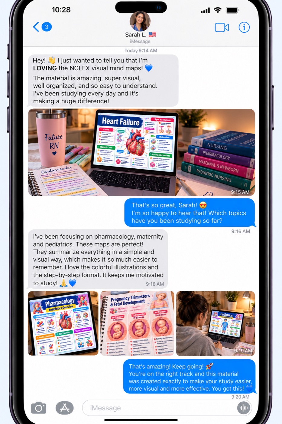 Illustrative student message mockup 2