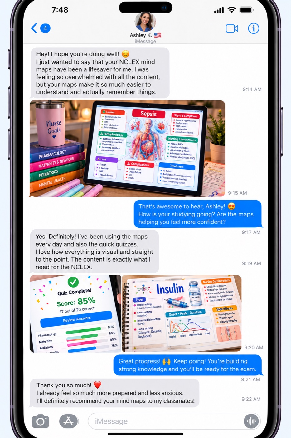 Illustrative student message mockup 3