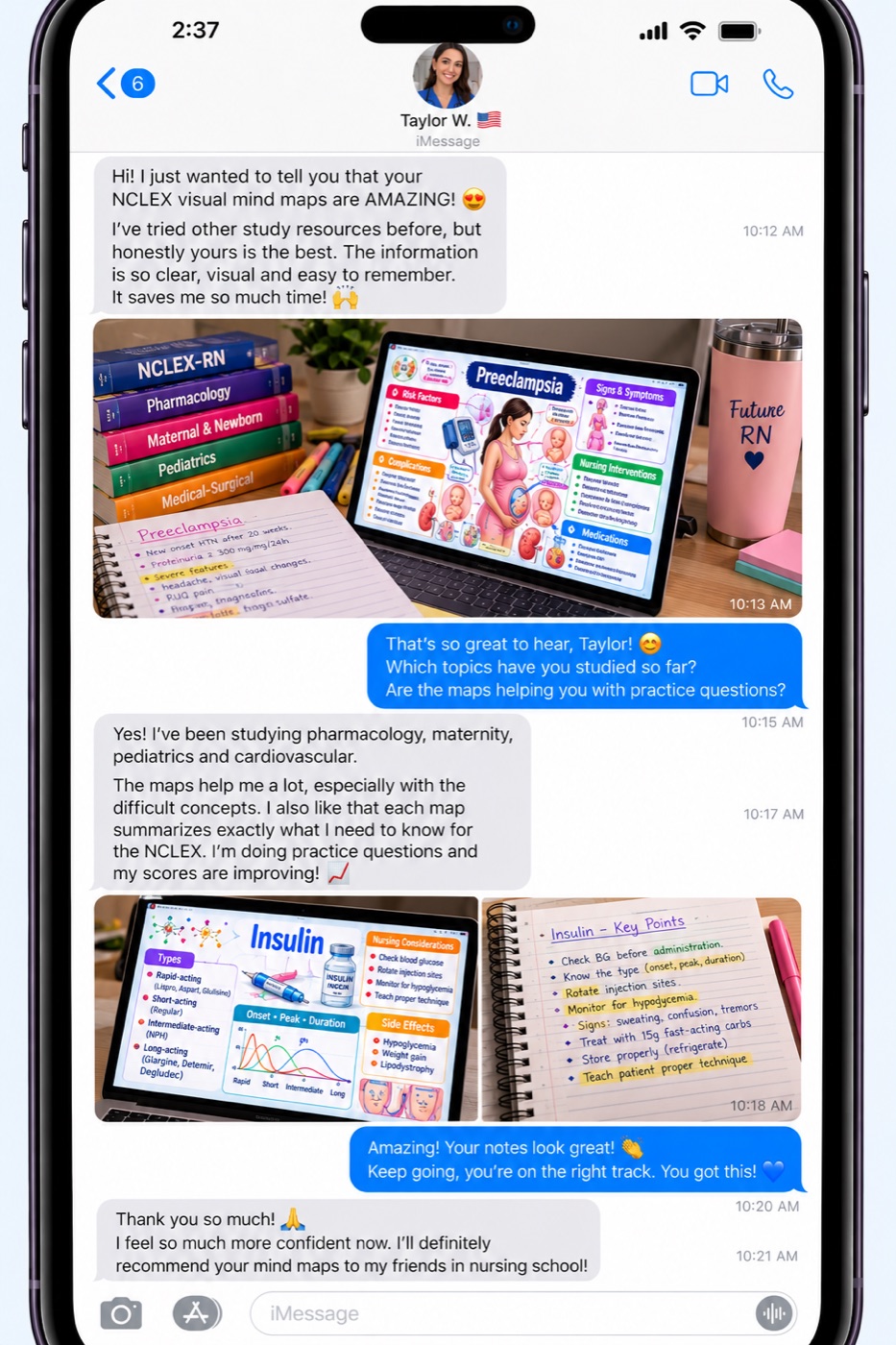 Illustrative student message mockup 4